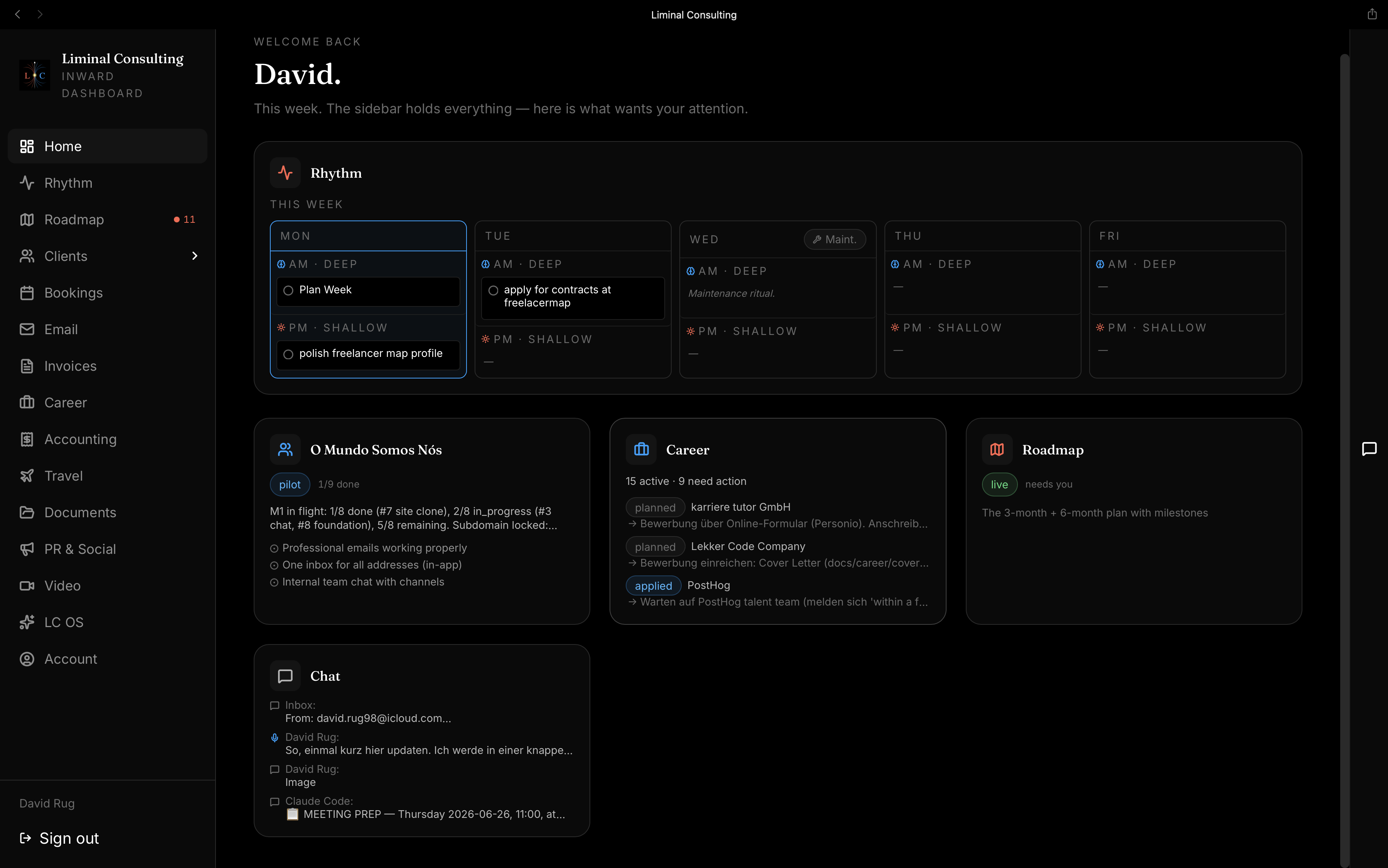 AI consulting dashboard (my own operating system)